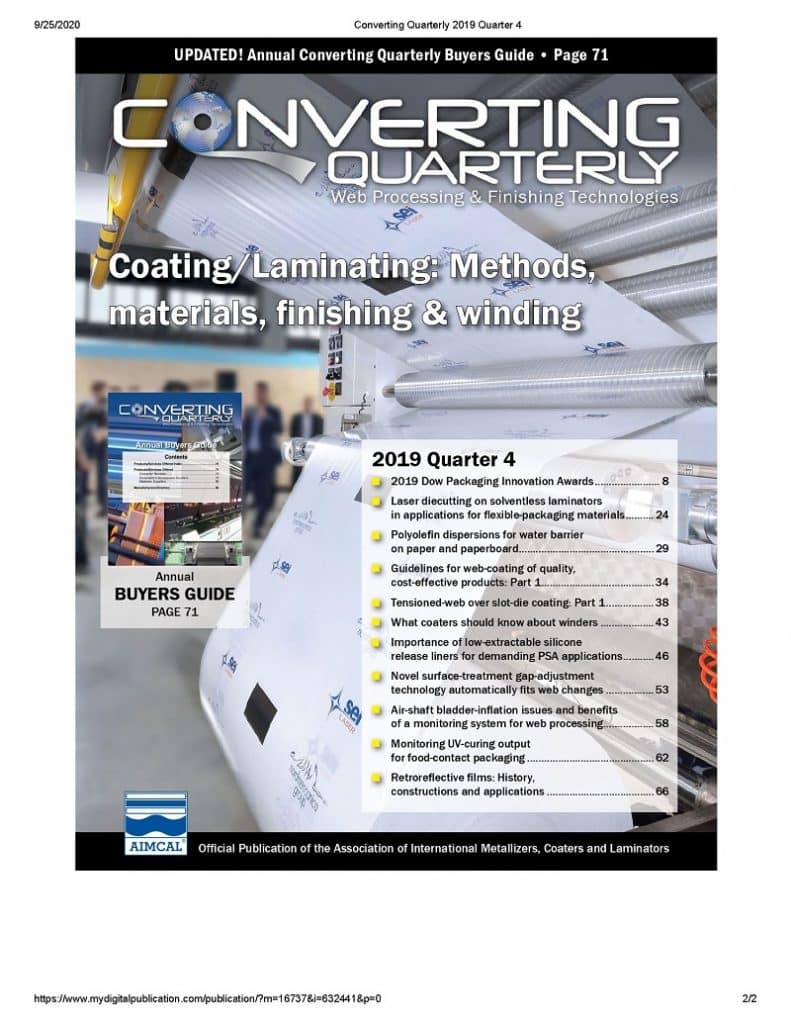 Laser diecutting on solventless laminators in applications for flexible-packaging materials | Converting Quarterly Article by Nordmeccanica's Giancarlo Caimmi